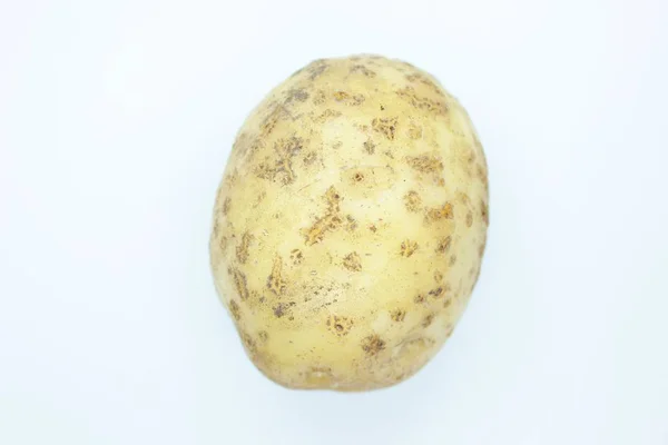 Raw Vacker Potatis Ligger Vit Bakgrund — Stockfoto