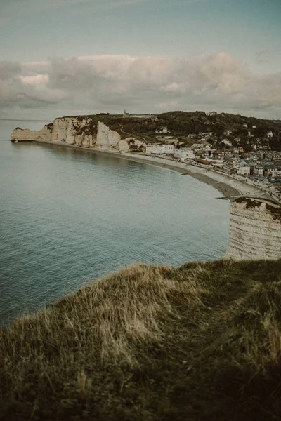 Küstenlandschaft Entlang Der Falaise Aval Die Berühmten Weißen Klippen Des — Stockfoto