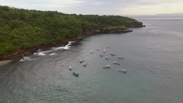 Вид Повітря Туристичні Човни Плавають Морі Концепція Подорожей — стокове відео