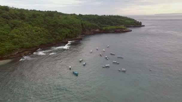 Aerial View Touristic Boats Floating Sea Travel Concept — Stock Video