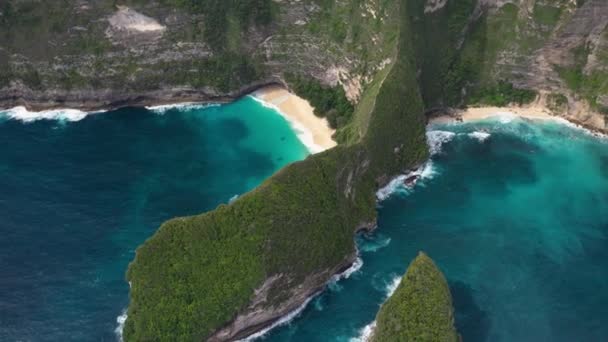 Aerial View Tropical Coast Island Nusa Penida Beach Kelingking Bali — Stock Video