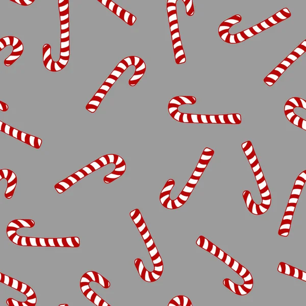 Patrón de Navidad gris sin costuras con bastón de caramelo. Feliz Año Nuevo y Feliz Navidad de fondo. impresión de vacaciones de invierno para textiles, tela, papel pintado . — Foto de Stock