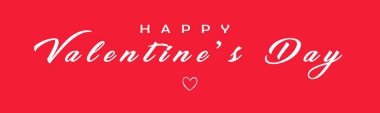 Happy Valentines Day calligraphy banner on red background. Greeting card with typography text valentine s day and heart