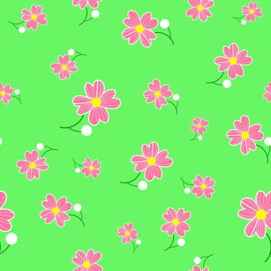 Kusursuz çiçekli spreyleme kalıbı. Yeşil arka planda pembe çiçek deseni. Anneler Günü, 8 Mart