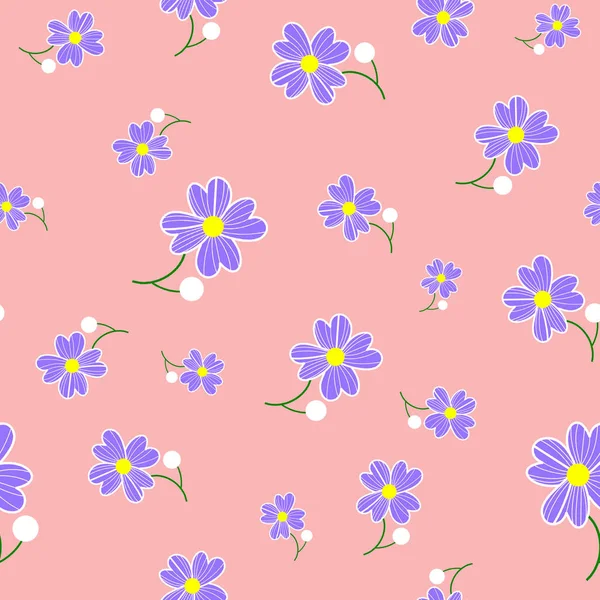 Fondo de patrón de escupir floral lindo sin costuras. Patrón de flor azul sobre fondo rosa. Día de las Madres, 8 de marzo — Foto de Stock