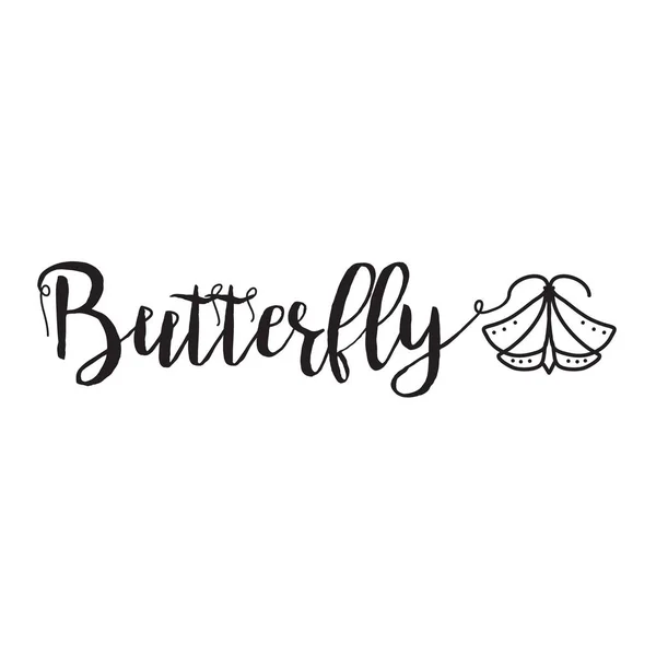 Butterfly Text Black — Stock Vector