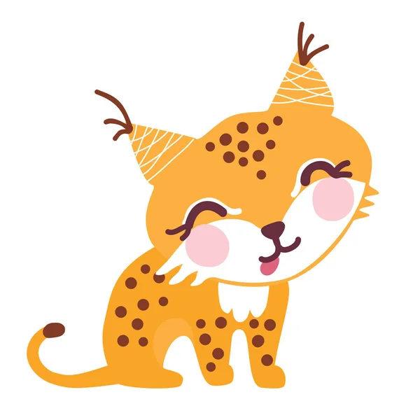 Lynx Kucing Cute - Stok Vektor