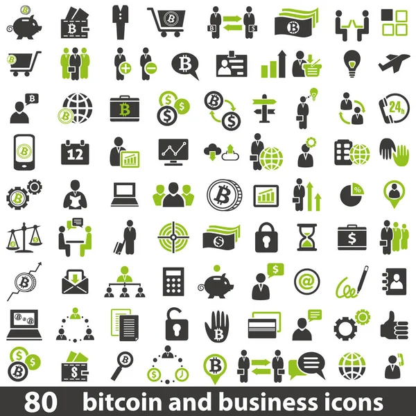 Conjunto de negocios de Bitcoin — Vector de stock