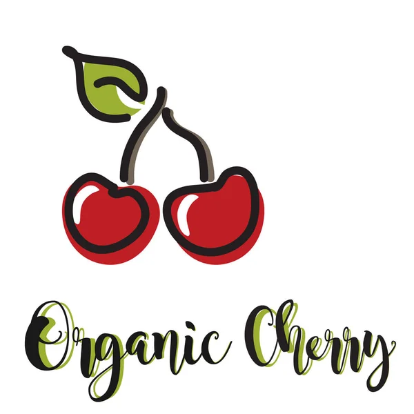 Organic Cherry Icon — Stock Vector