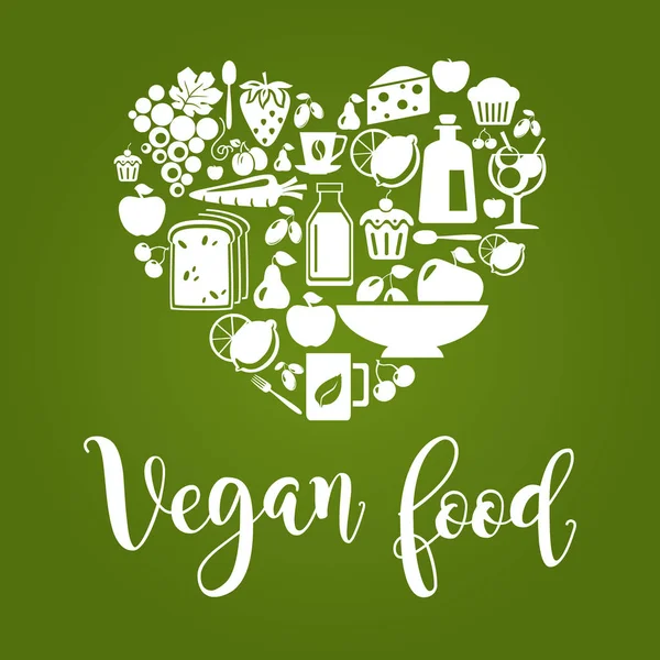 Vegan Food Heart - Stok Vektor