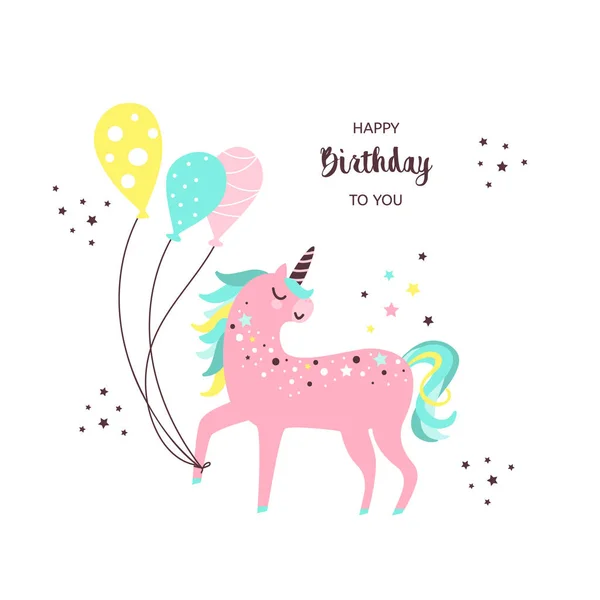 Buon Compleanno Unicorno Illustrazione Stock