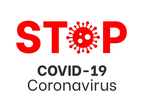 Covid Koncepcja Coronavirus Napis Typografia Projekt Logo Stop Covid Sign — Wektor stockowy