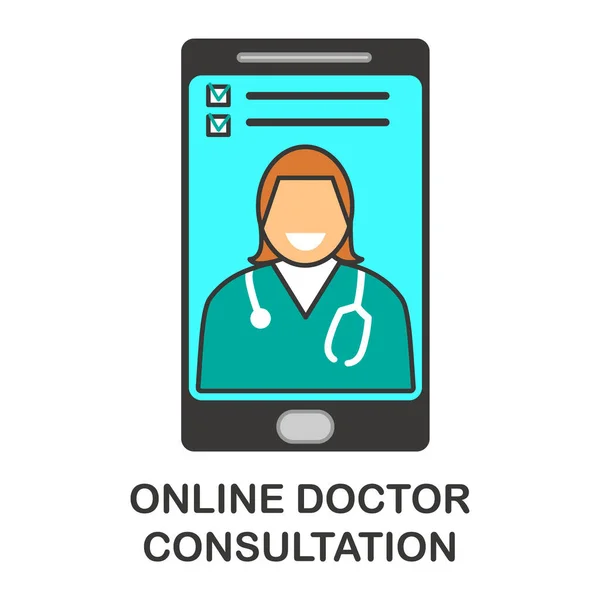 Online Médico Aplicación Dibujado Mano Icono Vectores Ilustración Médico Profesional — Vector de stock