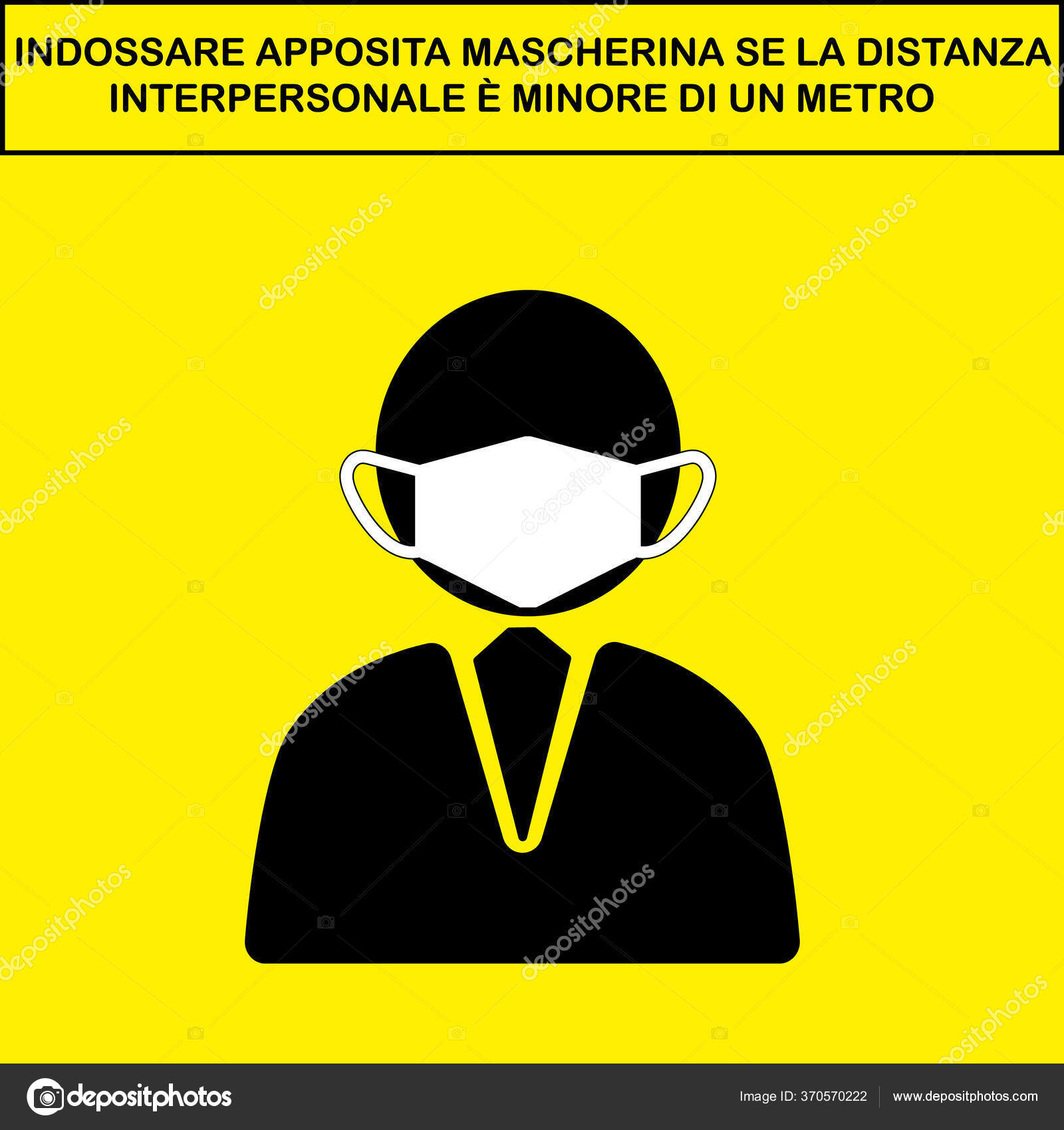 Wear Mask Italian Social Distancing Instruction Sign Vector Image Stock Vector Royalty Free Vector Image By C Pushnoval 370570222