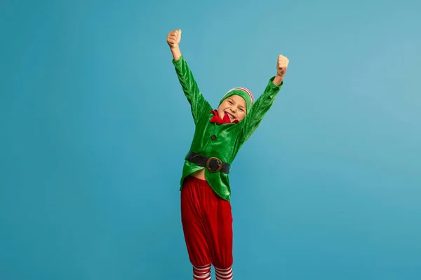 Boy  in Santa's elf costume — Stock Photo, Image