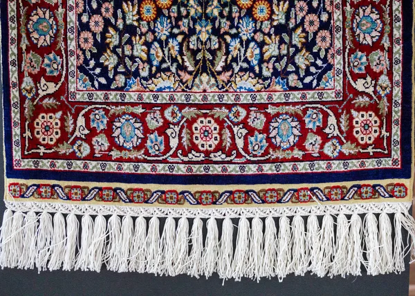 Vzor Hedvábného Koberce Tradiční Osmanská Turecká Hedvábná Textura Koberce Turecký — Stock fotografie