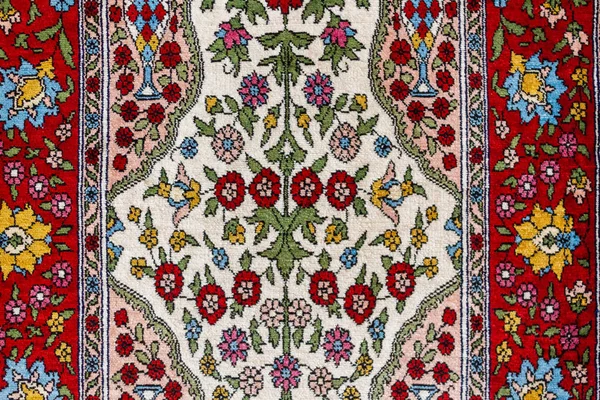 Teppichmuster Aus Seide Traditionelle Osmanische Und Türkische Seidenteppichtextur Türkischer Osmanischer — Stockfoto