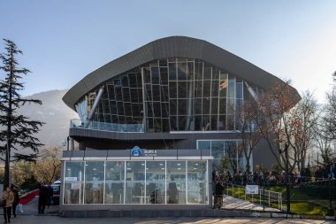 Bursa / Türkiye - 22 Ocak 2020: Bursa Uludağ tramvayı (halat) istasyonu