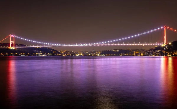 Estambul Bósforo Puente Paisaje Por Noche — Foto de Stock