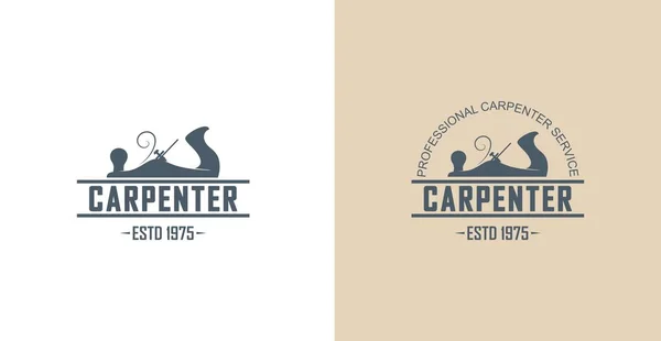 Ilustración Color Del Logo Taller Carpintería Ilustración Vectorial Una Cepilladora — Vector de stock