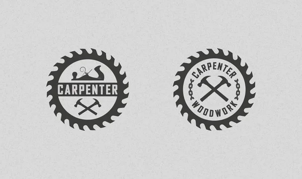 Conjunto Ilustrações Cores Logotipos Carpinteiro Fundo Com Textura Ilustração Vetorial —  Vetores de Stock