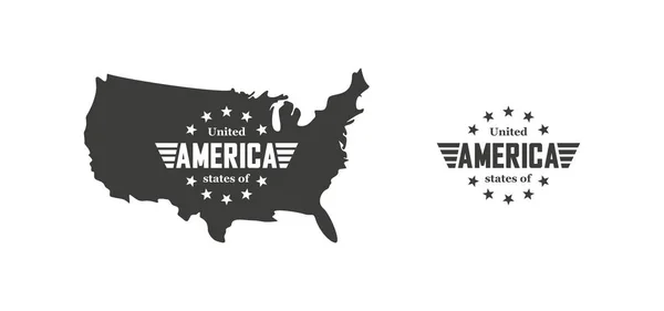 Set Black White Illustrations White Background Vector Illustration Map Usa — 스톡 벡터