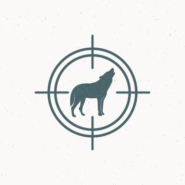 Arka planda grunge dokusuna sahip bir kurdun renkli çizimi. Hayvanların teması üzerine vektör illüstrasyonu.