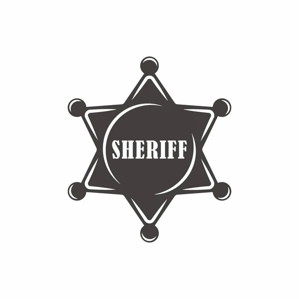 Svart Och Vit Illustration Sheriff Stjärna Text Vit Bakgrund Vektorillustration — Stock vektor