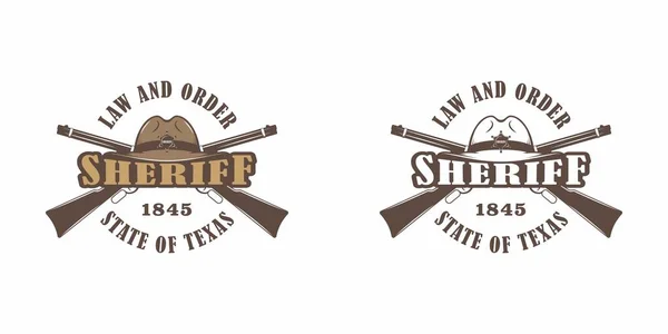 Farbige Illustrationen Cowboyhut Gekreuzte Gewehre Sheriff Stern Und Text Auf — Stockvektor
