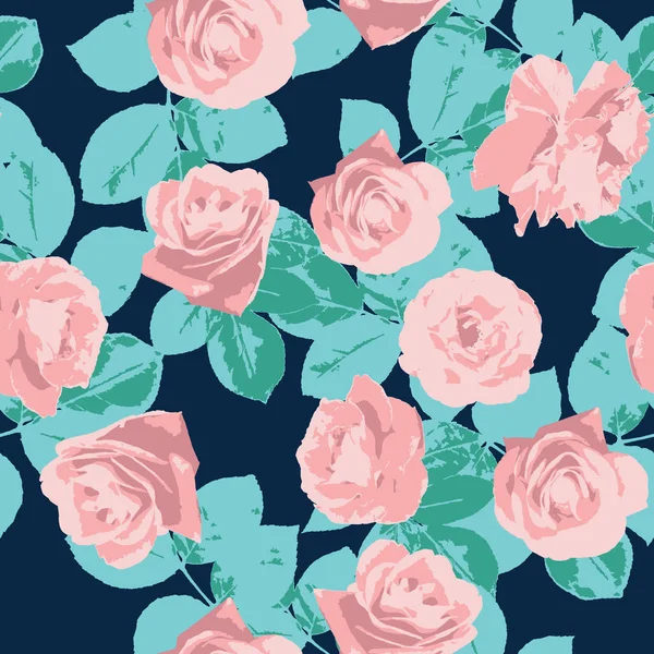 Vektor wiederholen nahtlose Muster mit romantischen Rosen. — Stockvektor