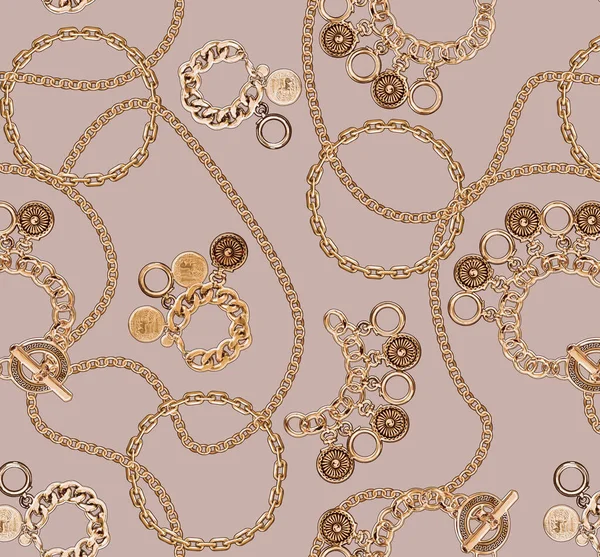 endless gold chain and chain jewelry print pattern