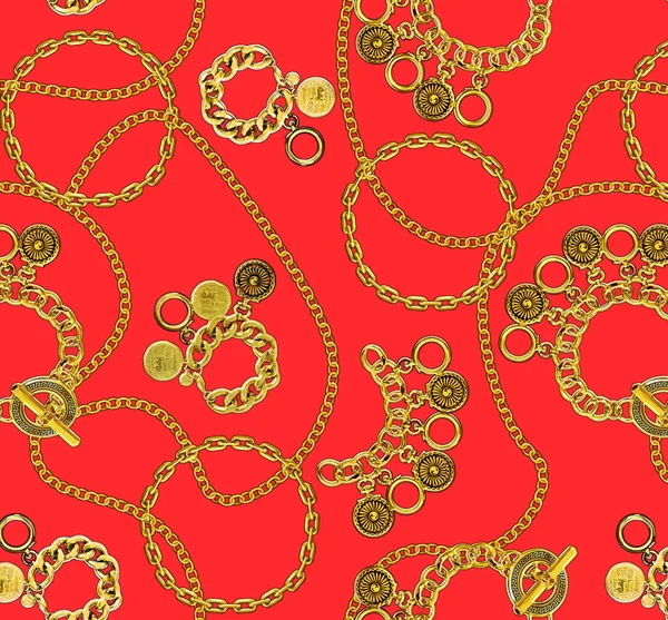 endless gold chain and chain jewelry print pattern