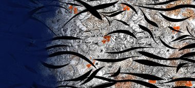 Sonsuz doğrusal güller ve kalın çizgi temalı çiçek deseni