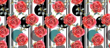 Sonsuz ince ve kalın çizgilerde, büyük benekli, gül desenli