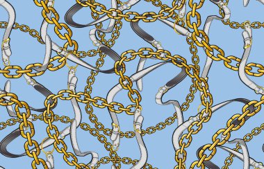 Kusursuz tekrarlayan desen, kemer, zincir temalı çanta kemer deseni