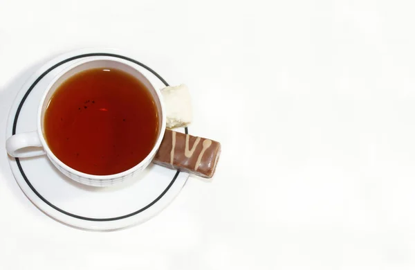 Marmelade Bonbons Sucre Caramel Une Tasse Thé — Photo