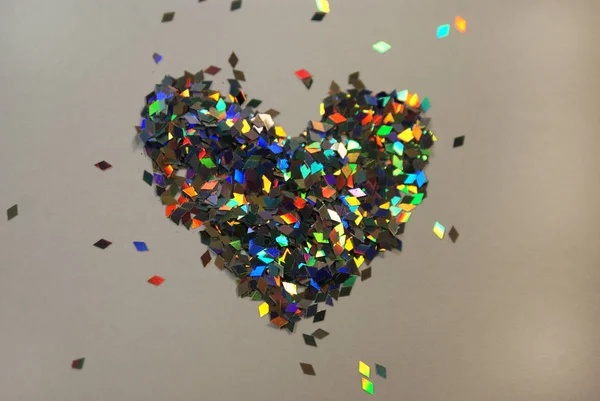 Silver Sparkles Shape Heart Hologram — Stock Photo, Image