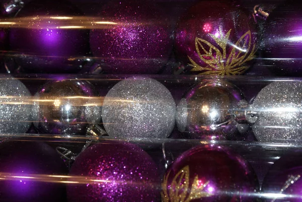 Boules Noël Sur Sapin Décorations Pour Sapin Noël — Photo