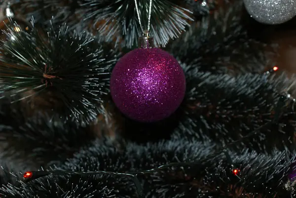 Palle Natale Sull Albero Decorazioni Albero Natale — Foto Stock