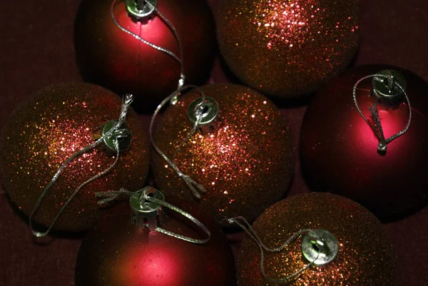 Boules Noël Sur Sapin Décorations Pour Sapin Noël — Photo