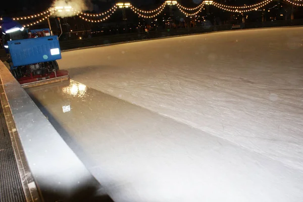 Ice Rink Illuminated Garland Night Ice — Stock Photo, Image