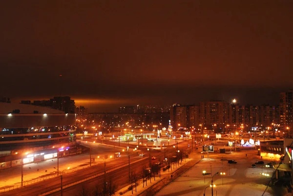 冬夜圣彼得堡 夜市灯火管制 — 图库照片