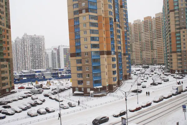 Stadt Winter Häuser Und Straßen — Stockfoto