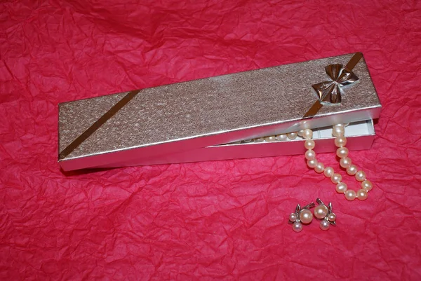 Gift Box Box Pearls Jewelry Storage — 스톡 사진
