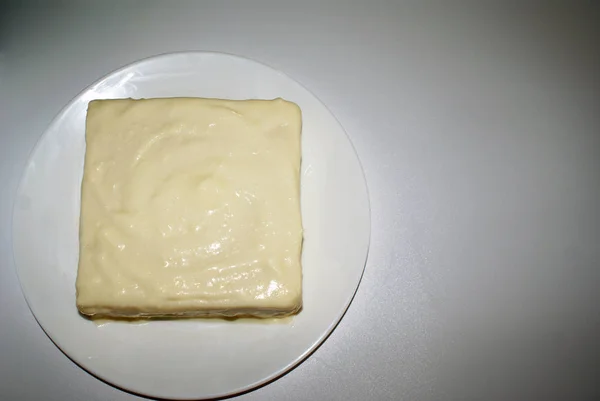 Süße Torte Köstliches Dessert Auf Hellem Hintergrund — Stockfoto