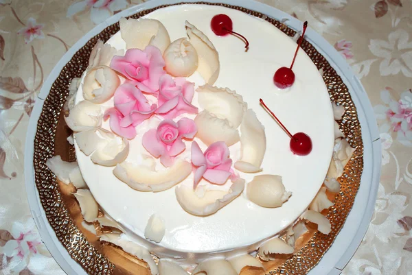 Dolce Torta Delizioso Dessert Uno Sfondo Leggero — Foto Stock