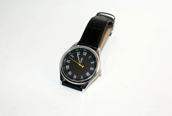 Mechanical Watch Leather Strap White Background — Stockfoto