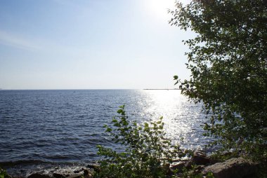 Deniz, yazın güneşli bir yol, doğa..