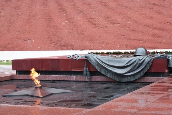 罗丹纪念碑 俄罗斯莫斯科市的永恒之火和建筑 — 图库照片