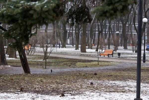 Park Winter Die Architektur Der Stadt Kiew Ukraine — Stockfoto